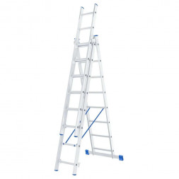Алюминиевая трехсекционная лестница СИБРТЕХ 3х8 ступеней 97818