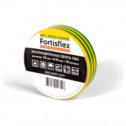 Изолента Fortisflex ПВХ желто-зеленая 10м 71229