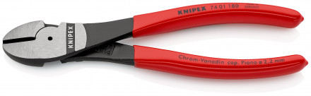 Бокорезы усиленные KNIPEX с пластиковой рукояткой 180мм 7401180