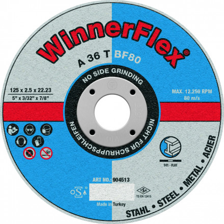 Круг отрезной WINNERFLEX 904513 125*2,5*22 мм A36TBF80 T41