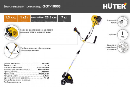 Триммер бензиновый Huter GGT-1000S 70/2/6