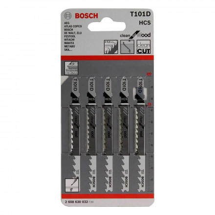 Набор пилок для лобзика Bosch T101D 5шт. 2608630032