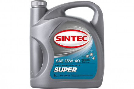 Масло SINTEC Супер SAE 15W-40 API SG/CD канистра 4л/Motor oil 4liter can