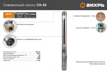 Насос скважинный Вихрь СН-55 68/3/9